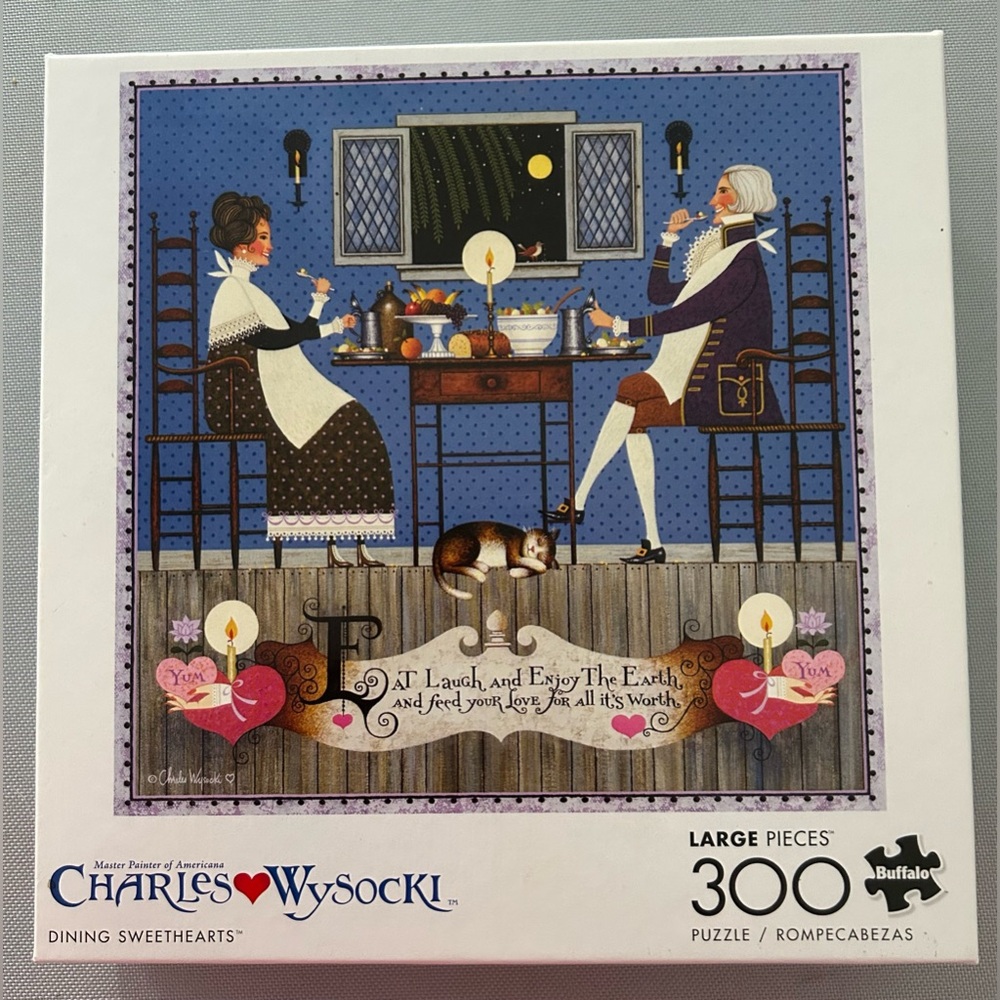 Buffalo Games Charles Wysocki Dining Sweethearts Puzzle 300 Large Pc Complete